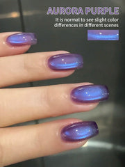 YICKYUE  -  1PC aurora Purple cat Eye gel nail polish, UV LED curing, long-acting fast drying nail art gel