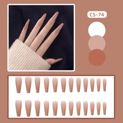 24pcs fake press-on nails long Powder grey nude colo racryl nail manicure removable nail tips Manicure patch wholesale nails