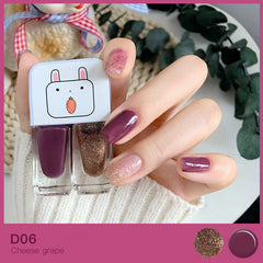 Water-based Nail Polish Set Two Bottles Glitter Scrub Can Tear No-bake Women Girl Cute Nail Polish Quick Drying Manicure Tools