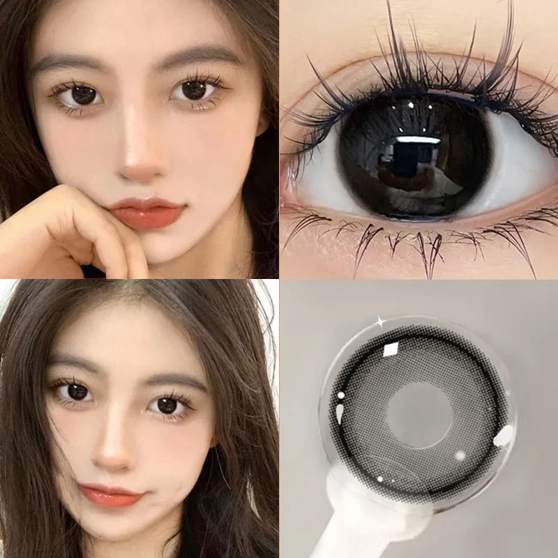 YICKYUE  -  2pcs Green Color Contact Lenses With Myopia Degree-0.00~ -8.00 Blue Nature Beauty Pupil Makeup Brown Eye Free Shipping