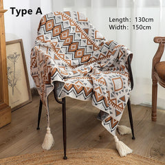Cutelife INS Nordic Knitted Four Season Geometric Blanket TV Sofa Home Comfort Fluffy Blanket Cozy Travel Woven Wearable Blanket