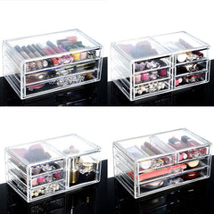Acrylic Makeup Organizer Jewelry Storage Box Cosmetics Jewelry Display Plastic Box Transparent Drawer Powder Storage Lipstick