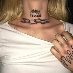 YICKYUE  -  Flame Chain Temporary Tattoo Sticker Waterproof Dark English Selfhood Fake Tattoo Neck Hand Back Men and Women Tattoo Stickers