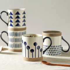 500ml Japanese Ceramic Coffee Mug Breakfast Oatmeal Milk Cup Hand-painted Office Water Cup With Handle Microwave Safe