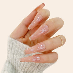 Artificial Nails With Glue Long Ballet Nude Snowflake French Wearing Manicure Finished Removable Fake Nail Nail Patch TN
