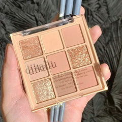 Yickyue 9 Colors Nude Shimmer Eyeshadow Pallete Waterproof Glitter Matte Eyeshadow Long Lasting Pigment Shiny Eyeshadow Makeup Palette