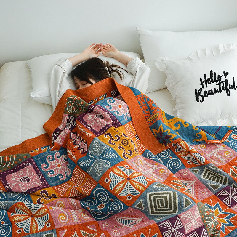 Yickyue Nordic throw blanket 100% Cotton summer cool quilt single double king size blankets soft Breathable bedspread boho sofa towel