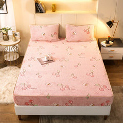 Bed Sheets Elastic Fitted Sheet Home Coral Fleece Single Double Mattress Cover Winter Warm Bed Sheet 150x200 180x200cm Bedspread