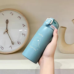 Yickyue Kids Thermos Water Cup Cute Cartoon Portable Stainless Steel Vacuum Flasks for Children Thermal Water Bottle Tumbler With Straw