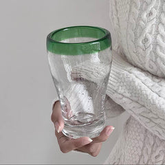 Medieval Green Transparent Glass Bubble Manual Cup Tea Cup Milk Juice Cup New Water Cup Creative Personalized Drinking Set