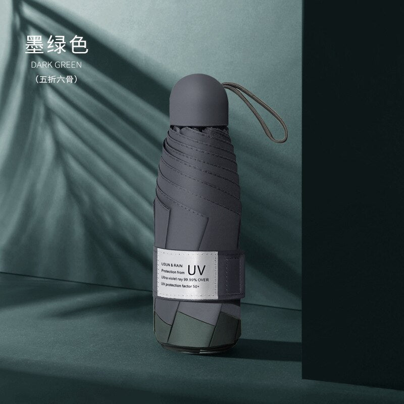 Mini Umbrella Windproof Anti-UV Protection 5 Folding 6 8 Ribs Portable Travel Women Pocket Parasol Children Rain Sunny Umbrella