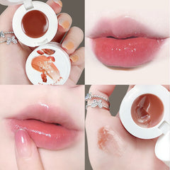 Yickyue Canned Lip Balm with A Lip Brush Fresh Fruit Lip Mask Lips Care Moisturizing Transparent Lipstick Hydrating Lip Gloss Base Gel