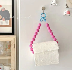 YICKYUE  -  Pink Hanging Beaded Tissue Holder Toilet Paper Holder Phone Chain Multifunctional Decoration Paper Storage Box Home Accessories