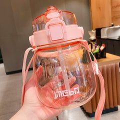 Yickyue Double Drinking Cup Large-capacity Summer Water Bottle Portable High-value Big Belly Cup Strap Cute Children's Water Bottle
