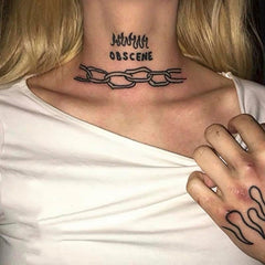 Waterproof Temporary Tattoo Sticker Black Neck Letter Chain Flame Tattoo Flash Tattoo Neck Female Male
