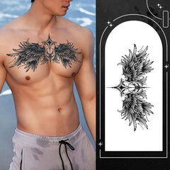 YICKYUE  -  New Wing Corsage Herbal Tattoo Stickers Chest Back Big Pattern Waterproof Semi-permanent Fake Tattoos Art Lasting Tatouage Man