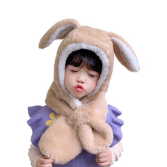 Sweet Baby Boys Girls Lovely Autumn Winter Cartoon Cute Rabbit Ear Plush Warm Hat Cap Neck Wrap Scarf kid toy Cospaly Hot шапка