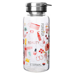 Yickyue 1000ml Fashion Graffiti Glass Water Bottle Adult Sport Large Capacity Transparent Space Cup Portable Tea Strainer Filter Bottles