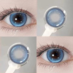 2PCS Yearly New Blue Contact Lenses Colored with Prescription Korean Student Beauty Pupils Cosmetics Fashion Contacts