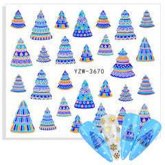 Christmas Nail Sticker Santa Claus Elk Snowman Gift Xmas Cartoon Winter Decal Nail Art Decor Water Sticker