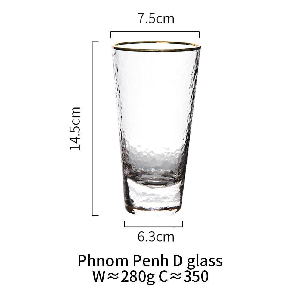 MDZF SWEETHOME Nordic Crystal Golden Edge Drinking Glasses Water Juice Whisky Wine Cup Beverages Dessert Milk Cup Drinkware Tool