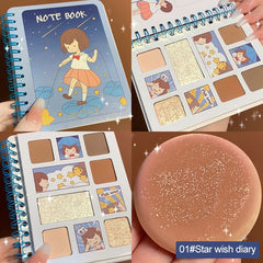Diary Six-color Eyeshadow Pigment Diamond Shimmer Diary Eyeshadow Palette Matte Natural Modification Cosmetic Makeup TSLM1