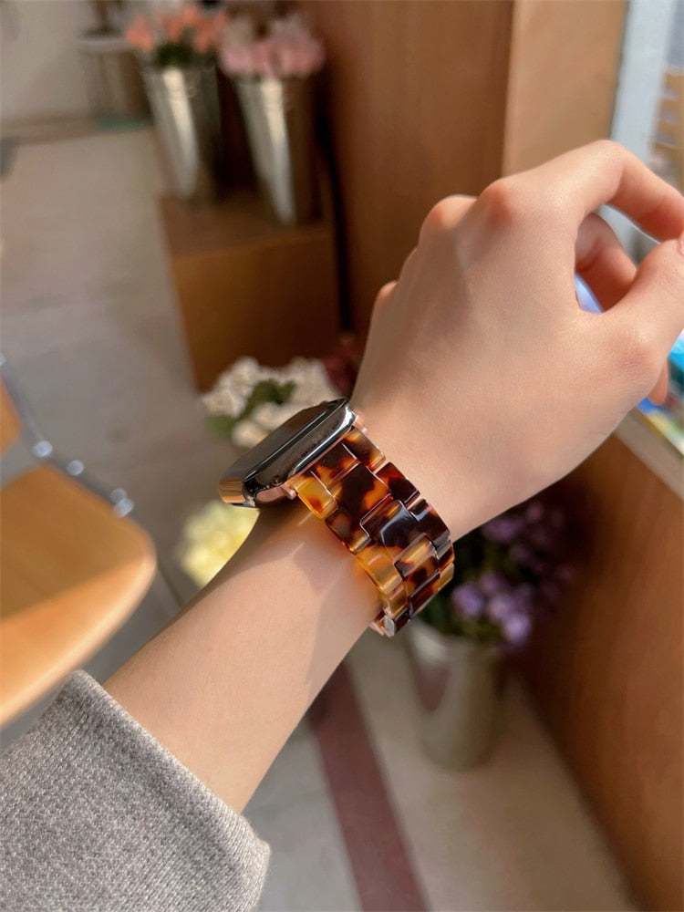 Resin Strap For Apple Watch Band 41MM 45MM 44mm 40mm 42mm 38mm Woman Loop Watchband For Iwatch Series 7 6 Se 5 4 3 2 1 Correa