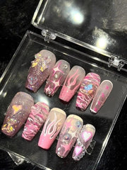Yickyue Y2K Hot Girl Pink Extension Nails