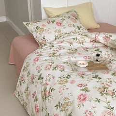 100% Cotton Vintage Floral Bedding Set Girls Quilt Cover Flowers Pattern Duvet Cover Set Bed Sheet Set Fitted Sheet Pillowcases