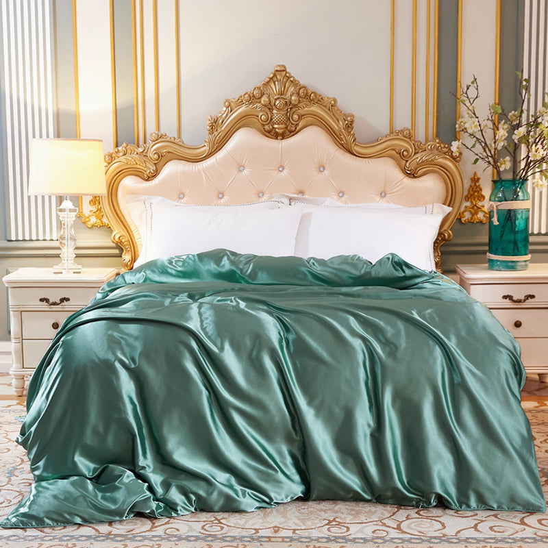 Yickyue - Home Textile Satin Silk Solid Color Duvet Cover Sheet 4 Pcs Set