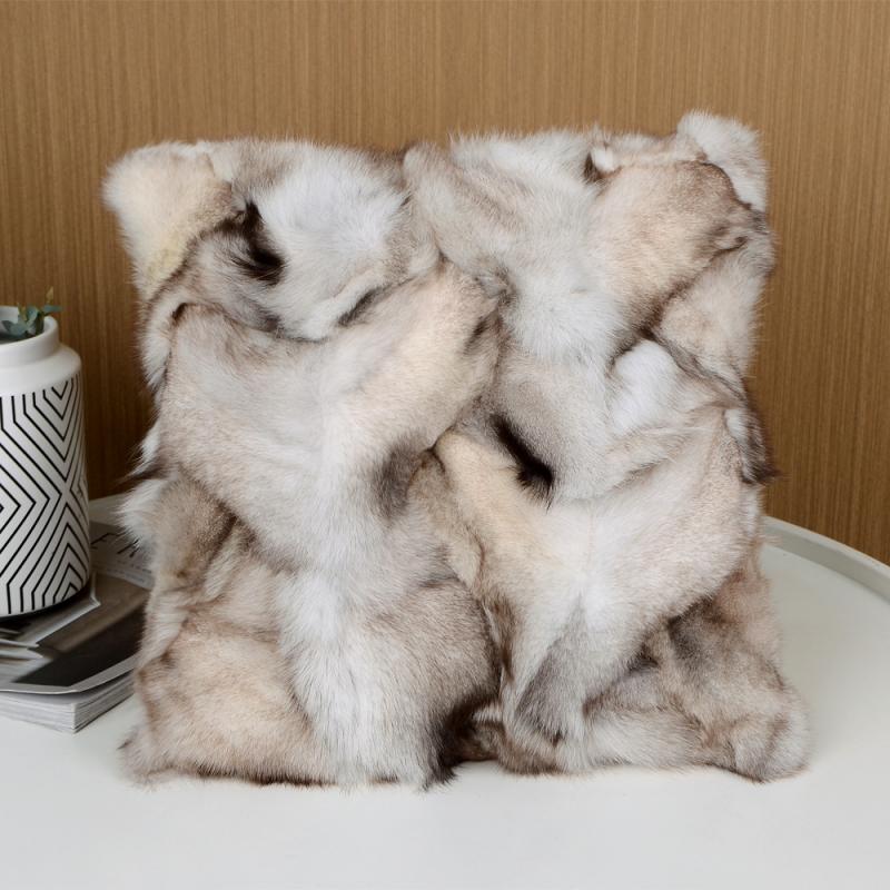 YICKYUE  -  1Pc 40X40cm Luxury Fox Fur Cushion Cover Throw Pillowcase Home Living Room Decorative Throw Pillow Case