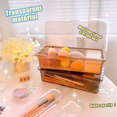 Ins Portable Makeup Brush Storage Box Dustproof with Lid Eyebrow Pencil Eye Shadow Brush Bucket Beauty Egg Lipstick Storage Box