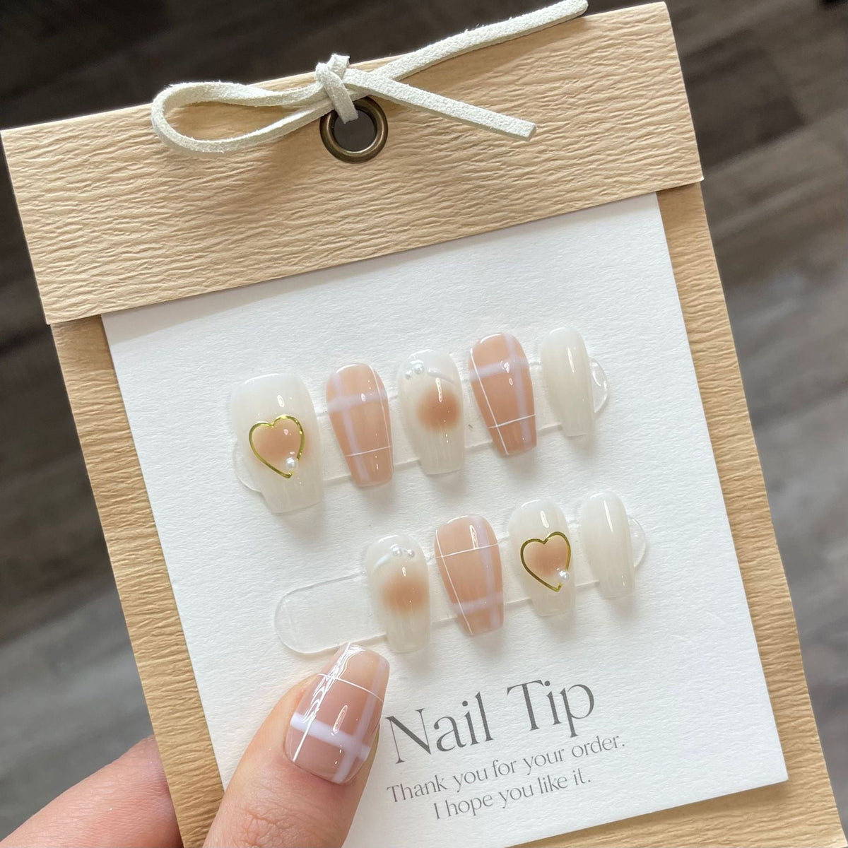 Flush Heart Handmade Press On Nails