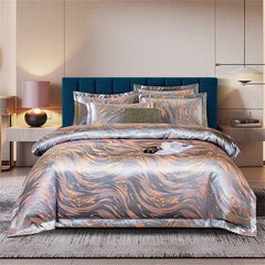 YICKYUE  Luxury Satin Stitch Jacquard Bedding Set Comforter Cover Delicate Queen King Four-Piece Set Quilt Cover Pillowcases Home Textile