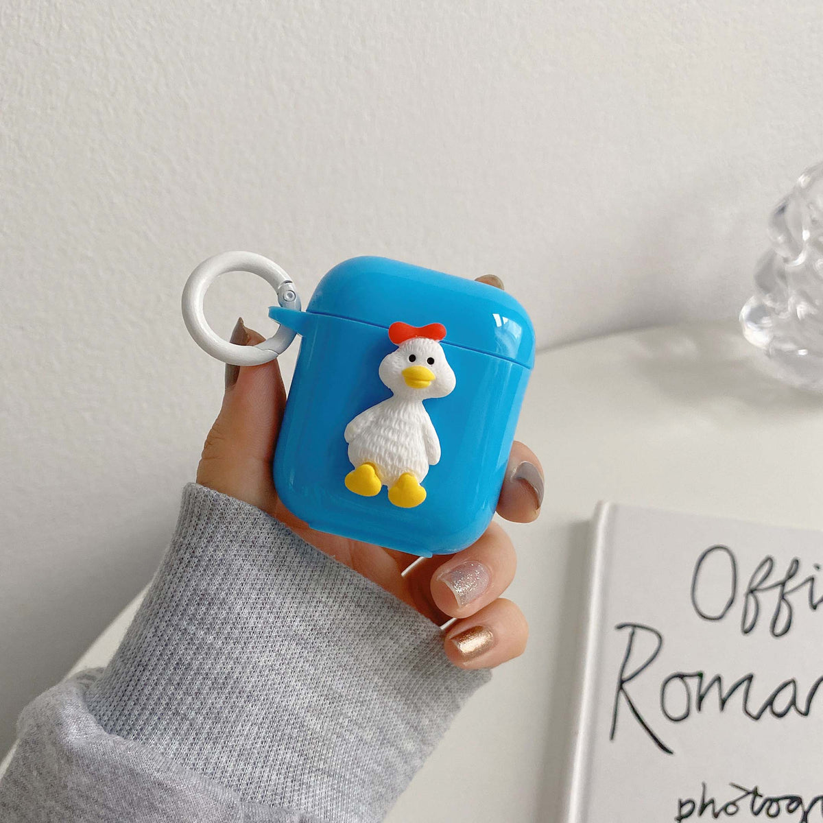 Diy handmade duck cute 3d earphone case for apple air pod pro wireless bluetooth charging box for airpod 3 2 1 silicone cover