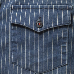 Hearujoy Vintage Striped Shirts Men Fall Long Sleeve Casual Jacket Tops British Style Fashion Coat Multi pocket Workwear Shirt Streetwear