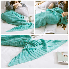 Sofa Blankets Mermaid Solid Color For Nap Throw Knitted Blanket Air Condition Blankets For Beds Winter