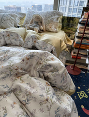 YICKYUE  -  Elegant pastoral french floral yellow bedding set,full queen king comfortable home textile bed sheet pillow case quilt cover