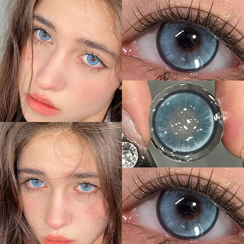 YICKYUE - 1 Pair Korean Colored Contact Lenses for Eyes Green Contacts Lenses Nature Eye Gray Pupils Brown High Quality Lens Yearly
