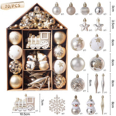 Yickyue 70 Pcs Christmas Ornaments Christmas Ball Set Xmas Tree Hanging Pendants Navidad Noel Decoration Home New Year Gifts 2023