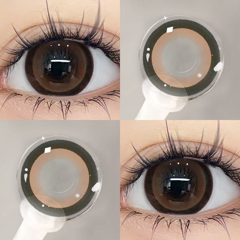 YICKYUE  -  2PCS Colored Contact Lenses for eyes with Myopia Brown Grey Lens Large Pupil Contacts Lenses Beauty Fashion Free Shipping