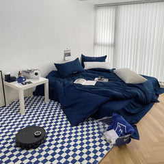 Yickyue Checkerboard Carpets for Living Room Girl Ins Style Bedroom Bedside Carpet Large Area Lattice Floor Mat Fluffy Soft Lounge Rug