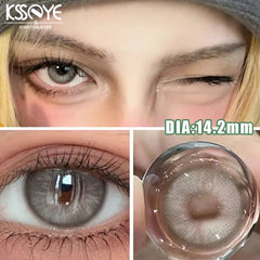 YICKYUE   -  2Pcs Colored Contact Lenses Myopia Degree -0.00 to -8.00 Nature Blue Eyes Gray Makeup Soft Lens Green Eye Beauty Pupil