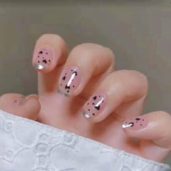 Press on False with Designs Set Cartoon Animal Decal Fake Nails Art Heart Point Full Cover Artificial Short Nail Tips Z163