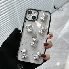 Epoxy Electroplating bear silicone soft 3d cute phone case for iphone 13 mini 11 12 pro max x xr xsmax 7 8 plus promax cover