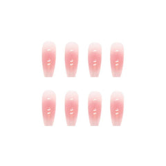 YICKYUE Pure Desire Aurora Pink Transparent Wear Nail Orange Nail Store Medium Length Stickersnail Piece Finished Removable