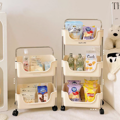 YICKYUE  -  3-Tier Rolling Utility Cart with Plastic Art Cart Organizer Storage with Wheels Easy Assembly for Kitchen Mobile Shelving Unit