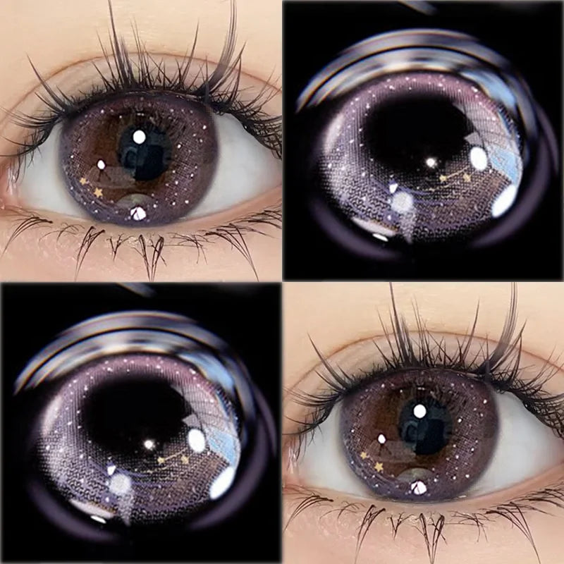 YICKYUE  -  New 2pcs Colored Contact Lense with Prescription Natural Purple Eye Lenses Women Makeup Color Lens Yearly Free Shipping