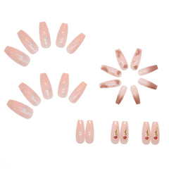 Watercolor Roses Girl Nail Art Wearable Press On Fake Nails Tips 24pcs/box False Nails With Wearing Tools As Gift