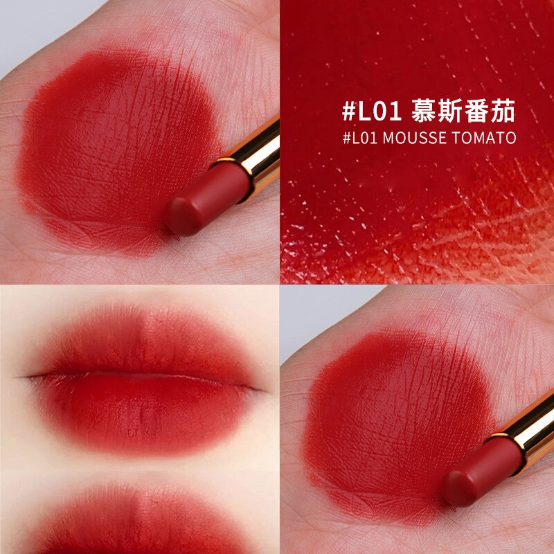 Make Up Nude Color Lipstick Long Lasting Waterproof Smooth Red Lip Stick Sexy Velvet Gold Tube Matte Lipstick Wholesale Batom
